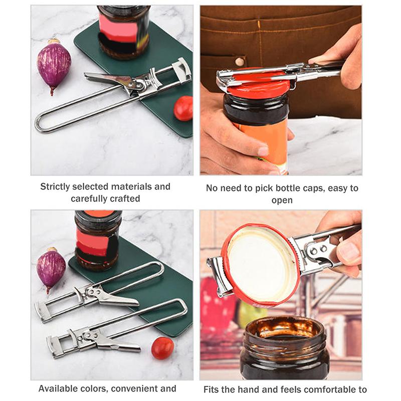 Stainless Steel Adjustable Multi Function Labor Saving Bottle Jar Can Opener Kitchen Tool Heavy Duty Easy Grip Accessories