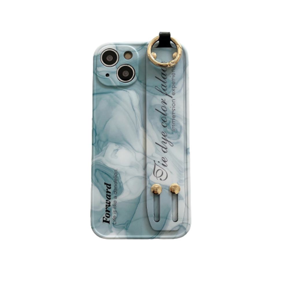 Marmorierte iPhone-Hülle mit Handschlaufe für iPhone 11–15 Promax, speziell für Frauen entwickelt.