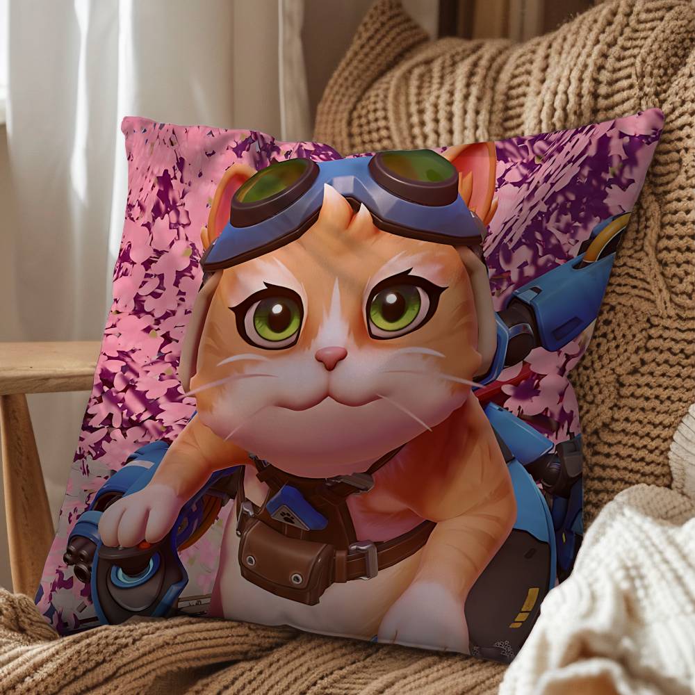 game Jetpack Cat Sombra Overwatch Pillow Case Office Cushions Suitable For Sofa Car Bedroom Decorative Cushion Cover