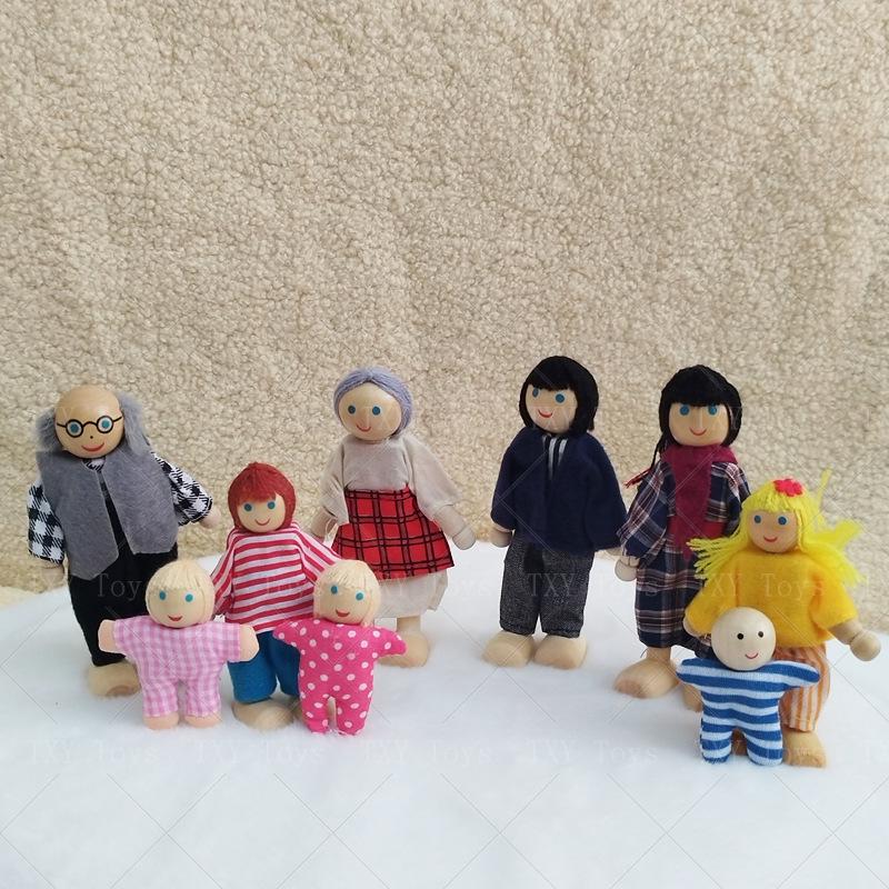 Plaid Handmade Fabric & Wood Grid Doll Figurines – Cute Mini Ornaments for Playhouse Decor