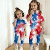 Boys And Girls Independence Day Print Set Kids Casual Short Sleeve Top And Long Pants Set