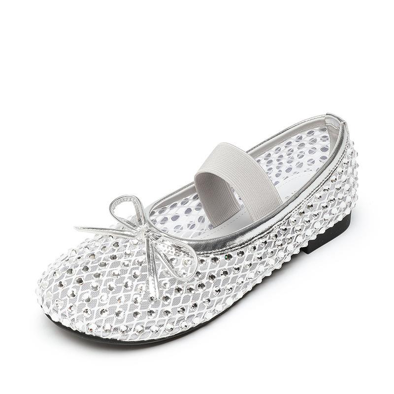 Fashion Europe Station Breathable mesh rhinestone spring and autumn one-word buckle with flat-soled single shoes spring and summer Mary Jane s