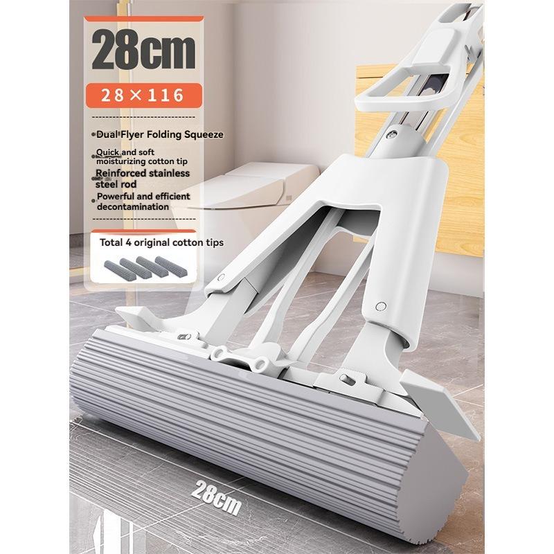 2-in-1 Quad-Twist Mop Set Dry & Wet Use High-Efficiency Stainless Steel Handle—Ideal For Yards Living Rooms Bedrooms And Pools A