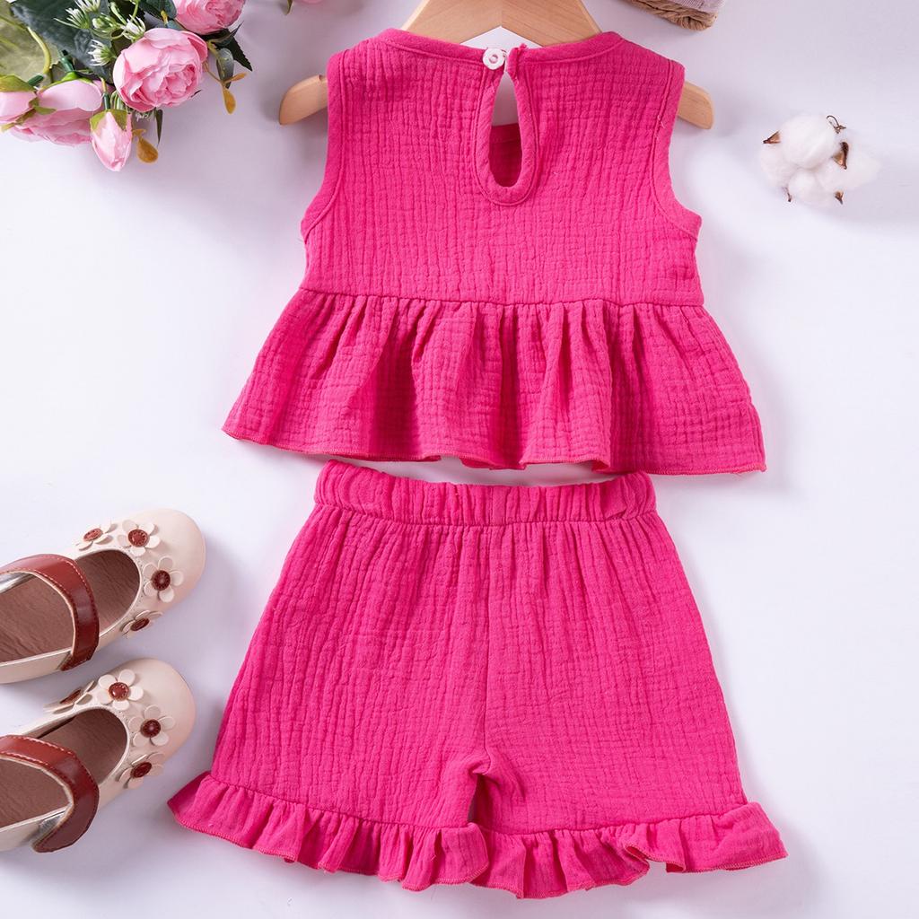 Süßes Kinder-Set: Weste und Shorts, ärmellos, lässig, zweiteilig, für Mädchen