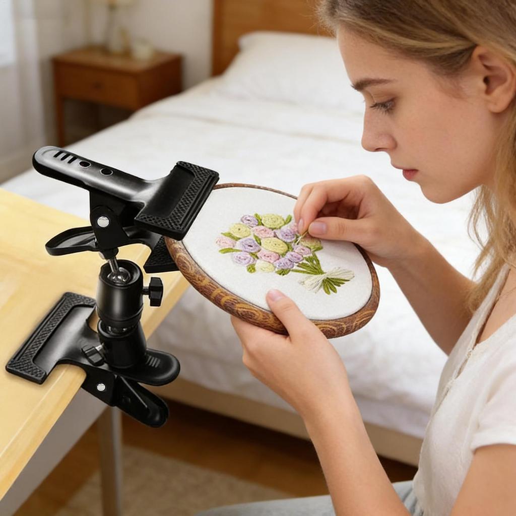 360 Rotating Heavy Duty Metal Table Clips Embroidery Holder Frames for Sewing Stitching Adults Women Girls Home Craft Stand