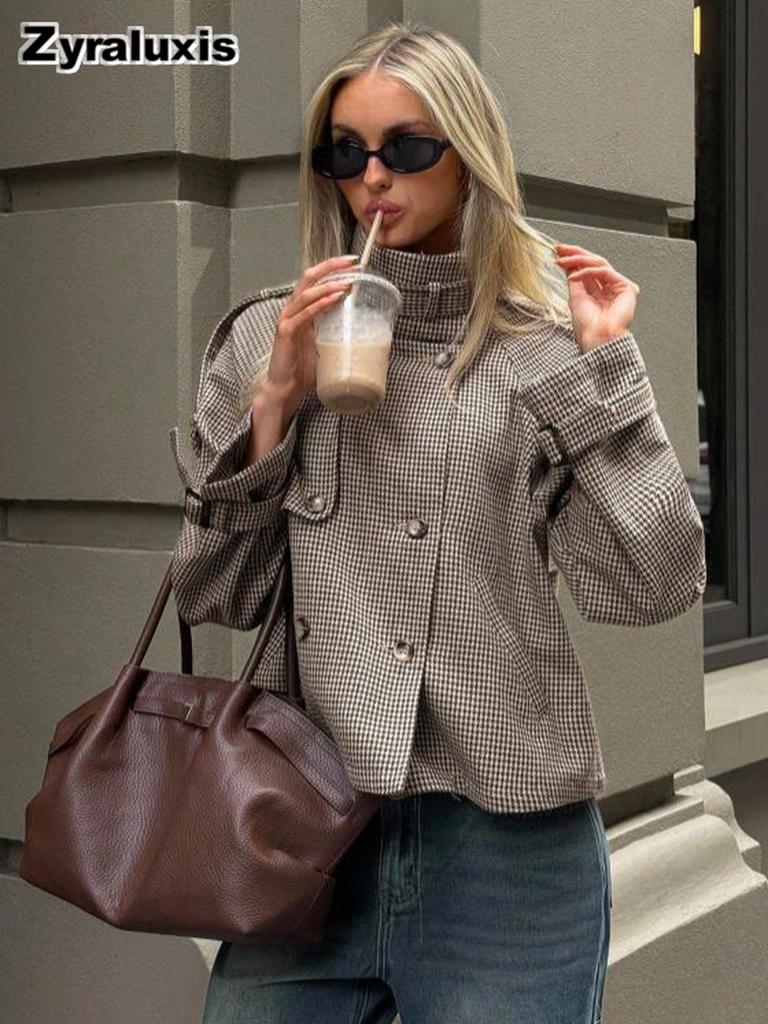 Women's Loose Casual Plaid Coat Elegant