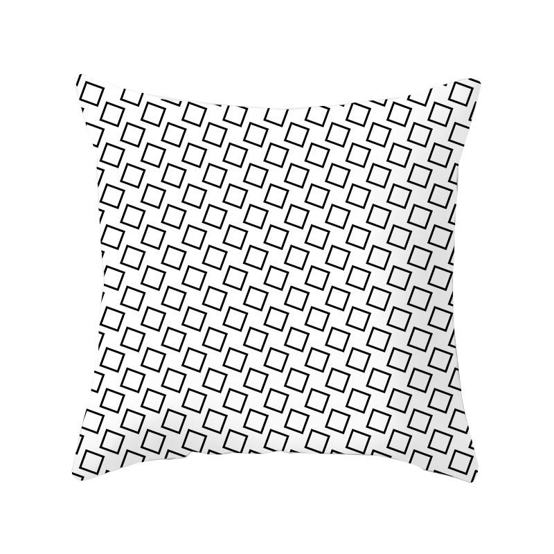 Simple Style Home Decoration Abstract Geometric Grid Black and White Lines Light Luxury Sofa Waist Support Pillow Cover Cushion