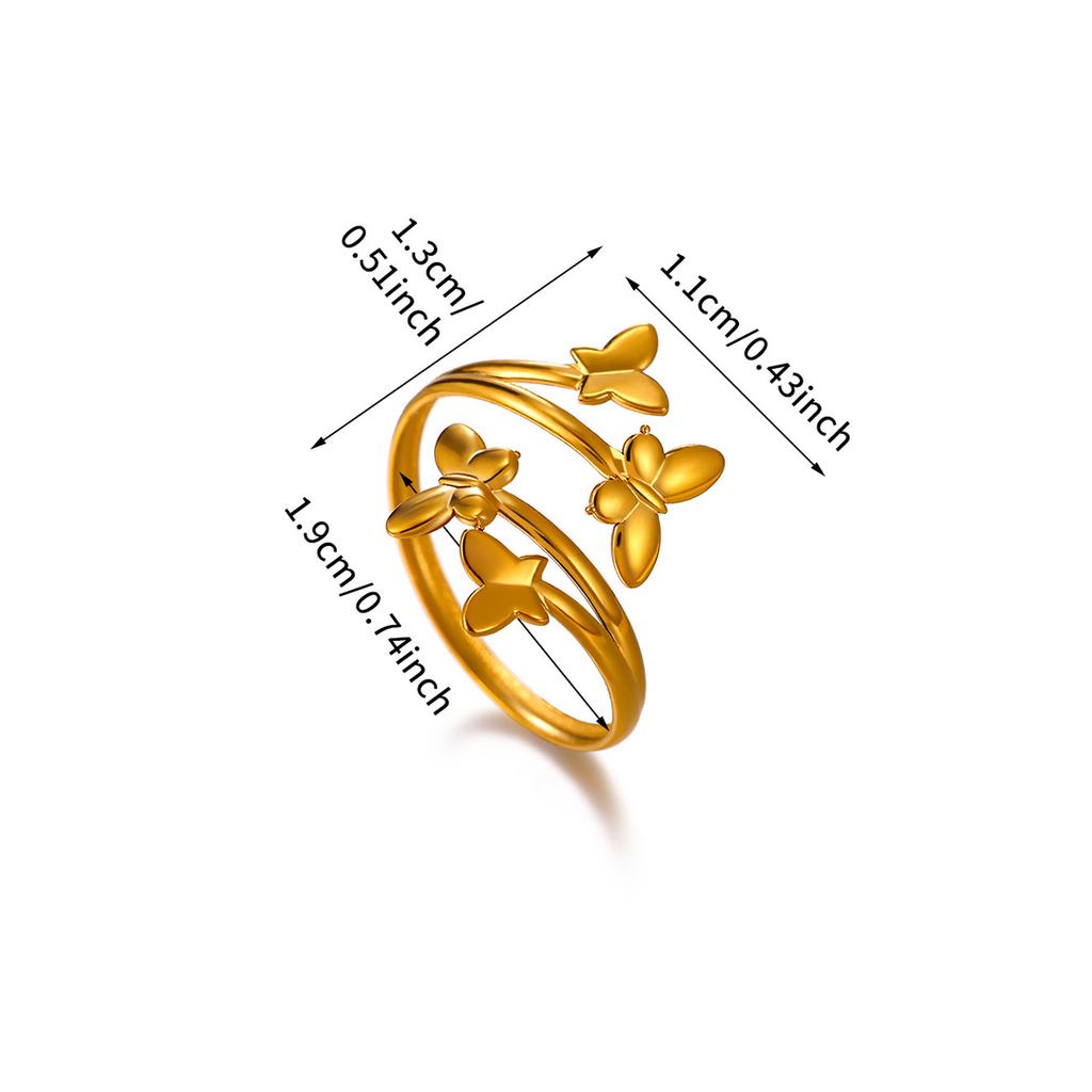 New Gold Color Rings For Women Geometric Flower Minimalist Stainless Steel Anillos Waterproof Butterfly Jewelry Elegant Her Gift