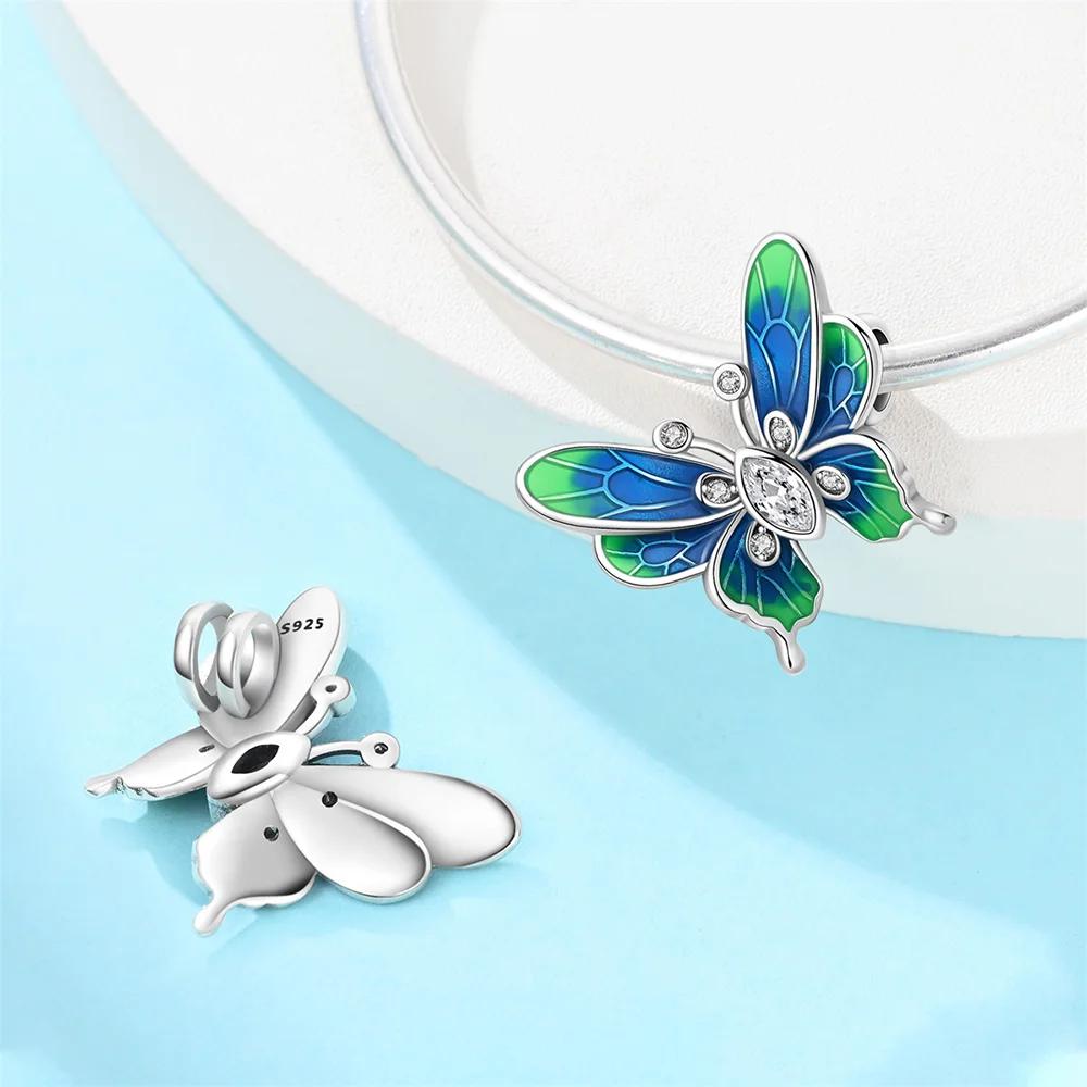 Charms Plata Originales Butterfly Design Flower Design Beads For Charms Copper Bracelet Beads Jewellery Producing Women'S Gift Idea