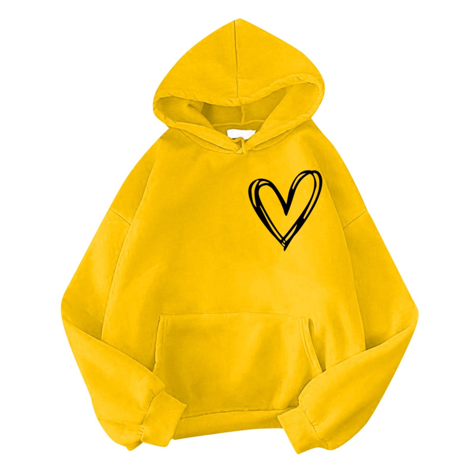 С капюшоном плюс бархатный свитер женские повседневные свободные топы куртки пары толстовки L жёлтый 1393₽