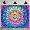 2D Vibrant Rainbow Mandala Tapestry Hippie Bohemian Living Room Background