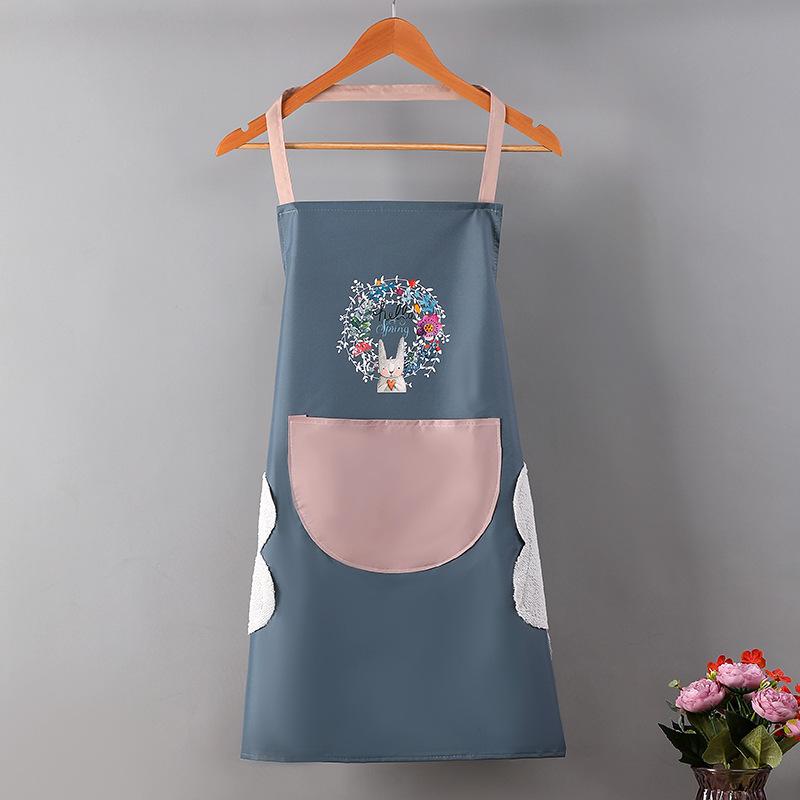 Waterproof and Stain-resistant Hand Towel Apron, Garland Rabbit Kitchen Apron, Neck-hanging Waist Cartoon Apron