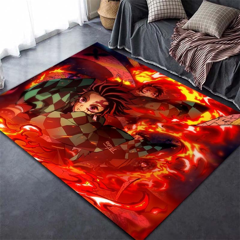 Tapis imprimé en 3D Demon Slayer Kimetsu, dessin animé Devil's Blade, décoration de maison, tapis doux pour chambre à coucher, tapis de jeu pour bébé, pour salon