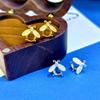 DIY Accessories Solid Silver Bees Earring 925 Sterling Silver Fine Jewelry Earrings