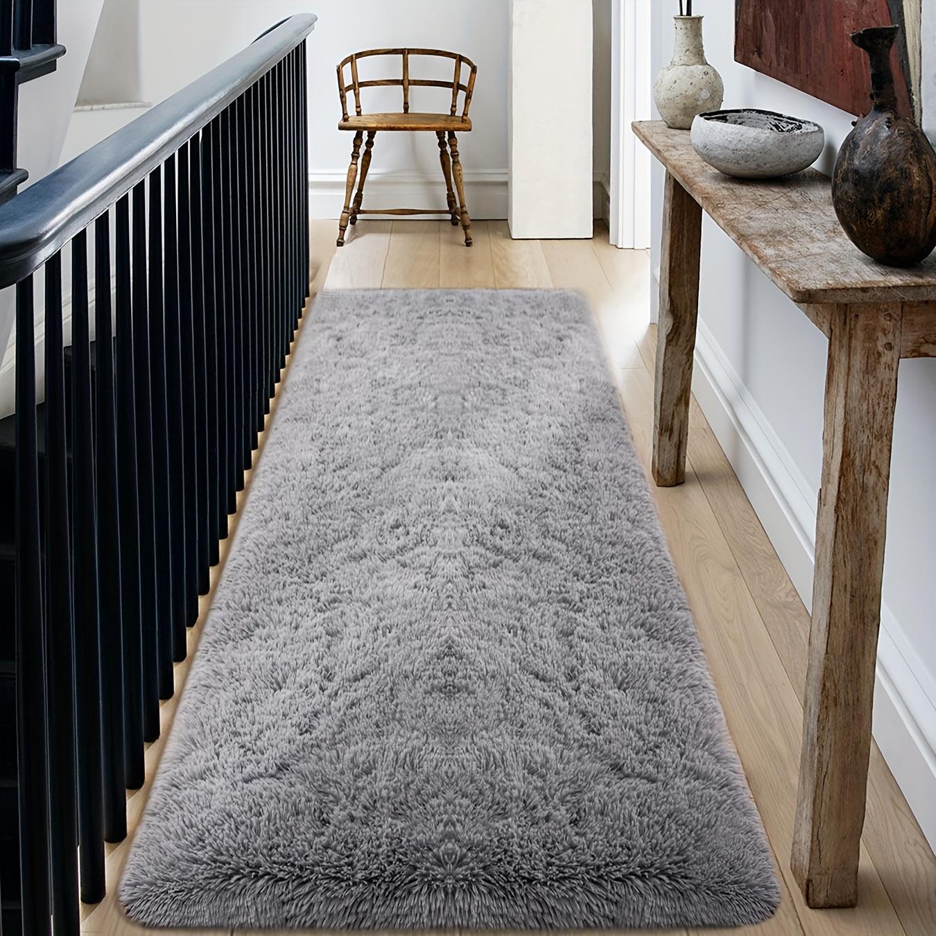 Tapis couloir shaggy couleur unie doux et moelleux tapis de salon couloir tapis long chambre étudiante décoration intérieure 60x180cm 24x71inch