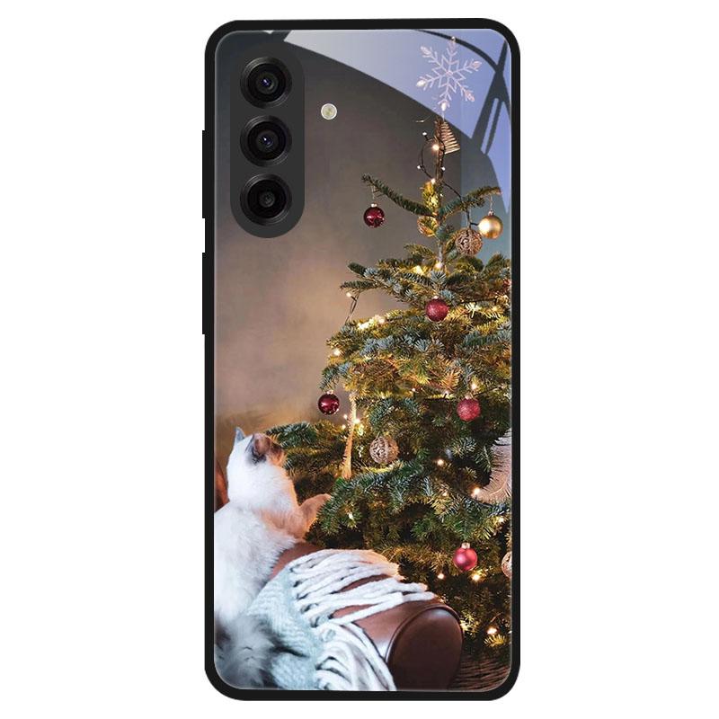 Christmas Style Tempered Glass Case For Samsung Galaxy S24 S22 S21 S23 S25 Ultra Fe Shockproof Cover S25FE S25 Edge Shell Coque