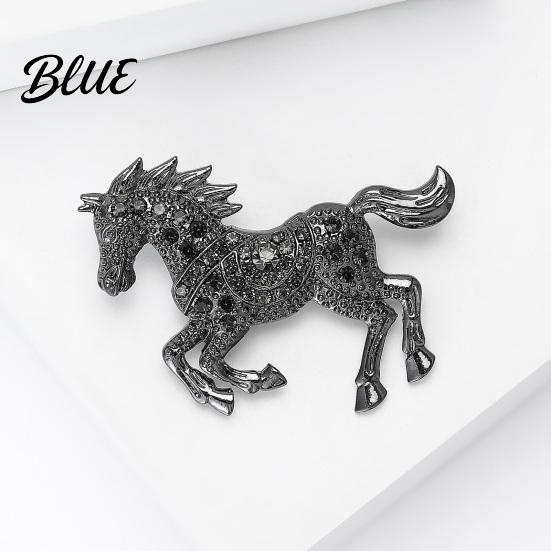 Retro Horse Brooch Vintage Rhinestone Alloy Running Lapel Pin Sweater