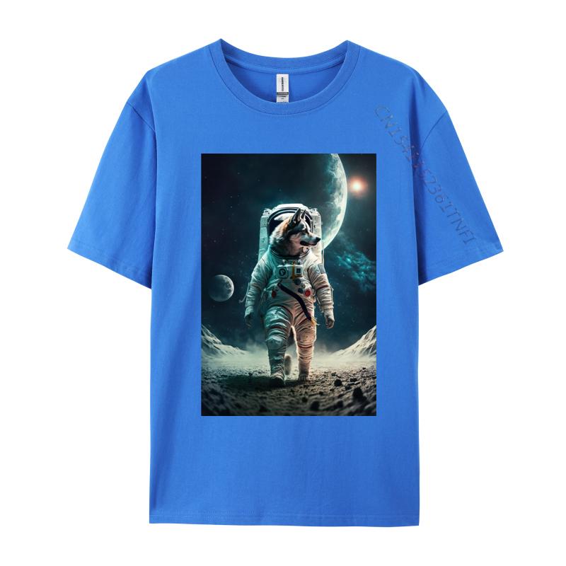 Astronaut Dog Spacesuit In Space Tshirts Pure Cotton Man Tops Shirt Tops Shirt Designer T Shirt Unique