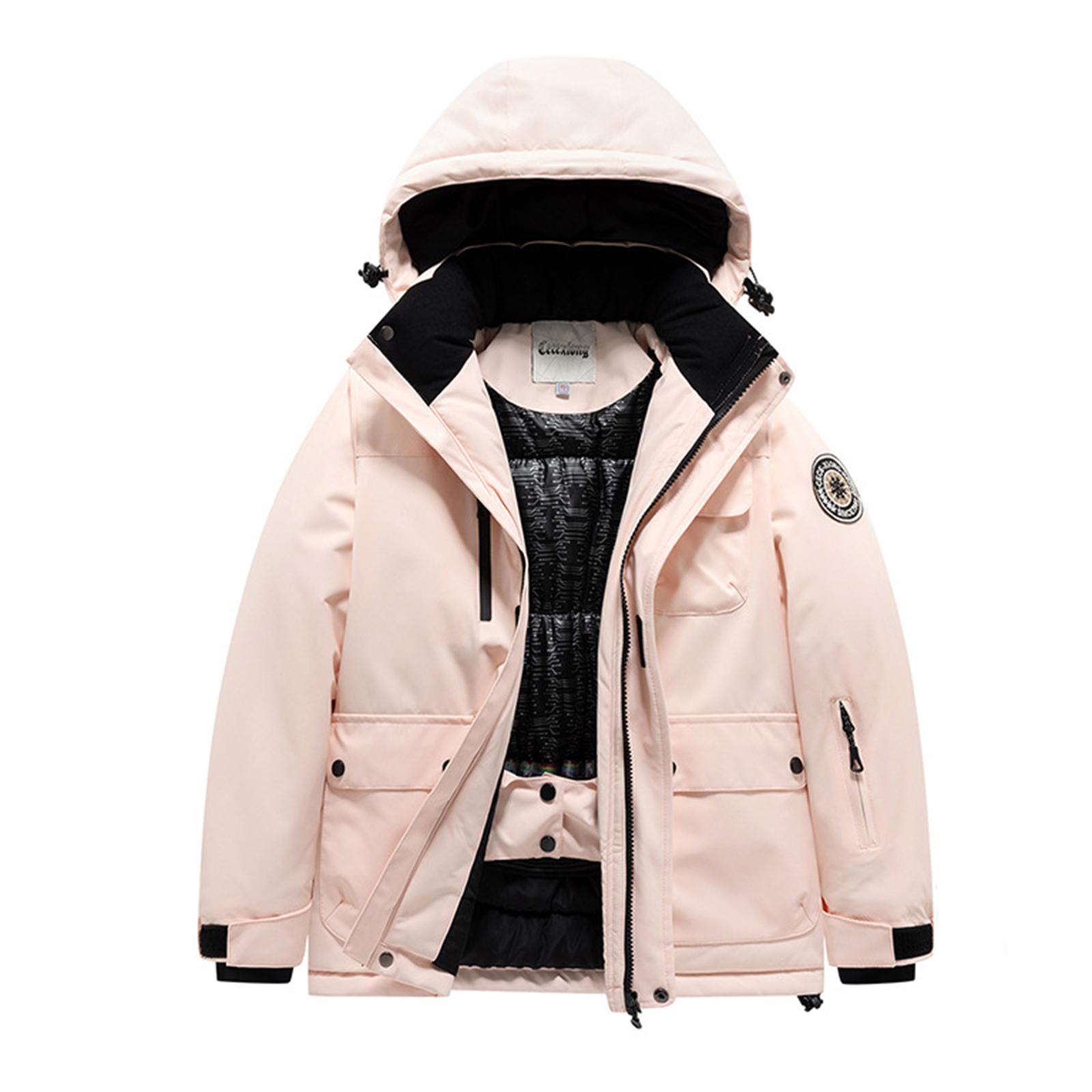 

Детский модный лыжный костюм для мальчиков и девочек, утепленная водонепроницаемая теплая лыжная куртка 12 бежевый