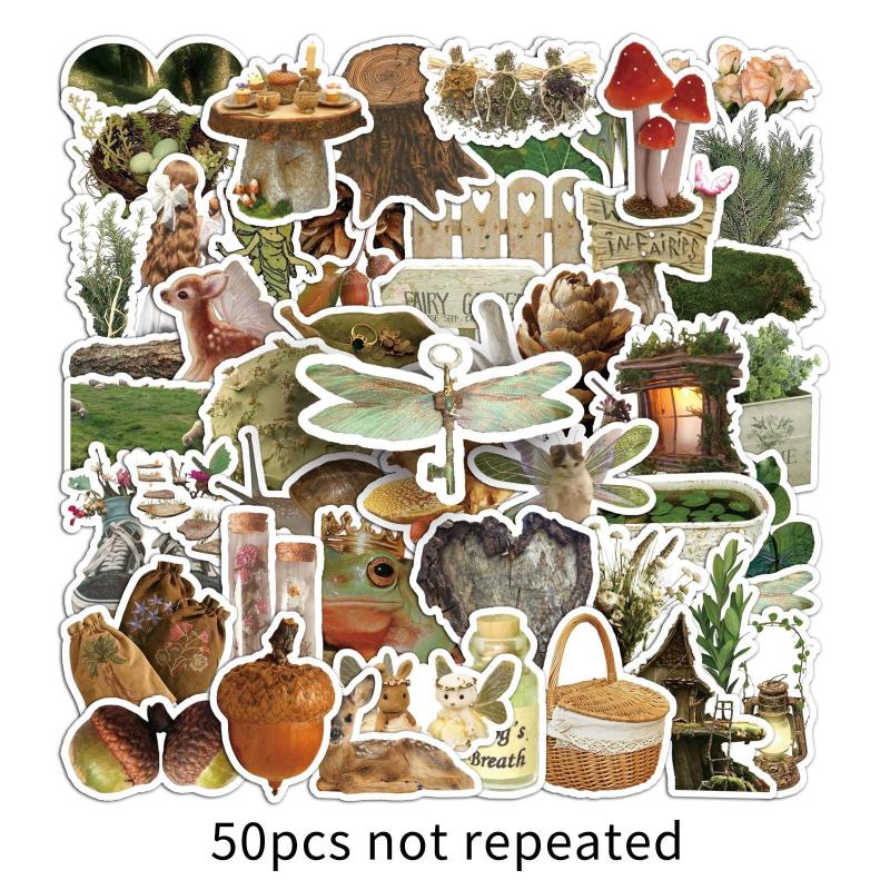 

50pcs Forest ins wind Stickers Vinyl Aesthetics Stickers Scrapbooking, Diary, laptop, Bumper, Skateboard, Water Bottle, Computer