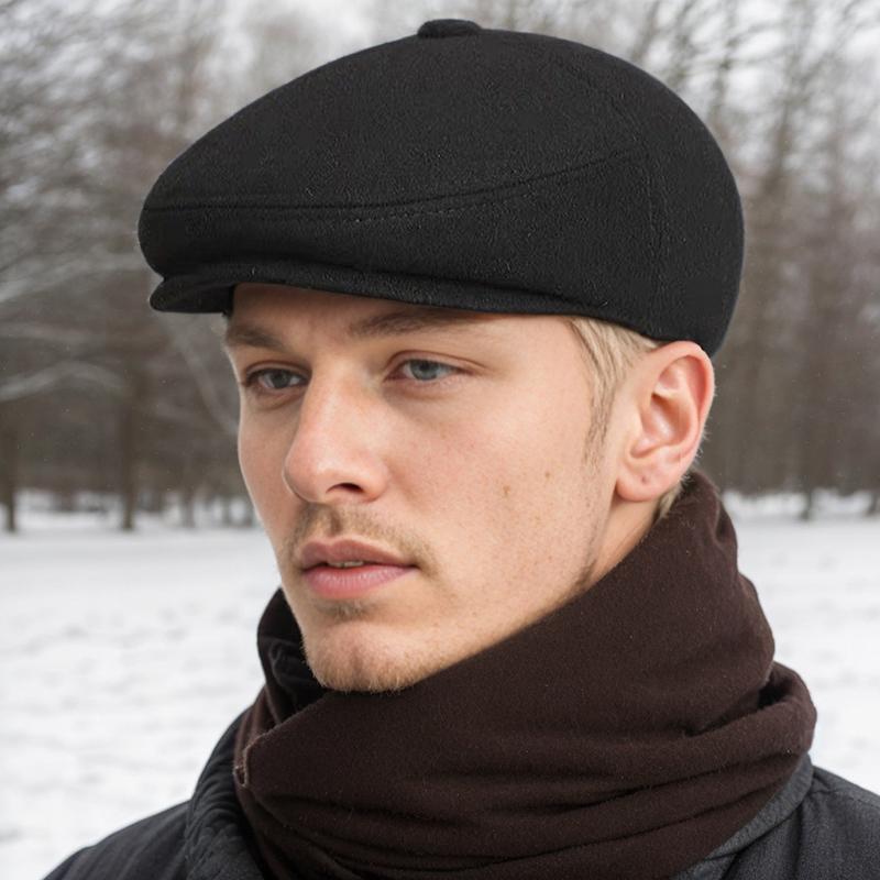 

1 шт. Мужская осенне-зимняя ветрозащитная мягкая сетчатая шапка-берет из теплой шерстяной ткани для мужчин и женщин унисекс с острыми козырьками