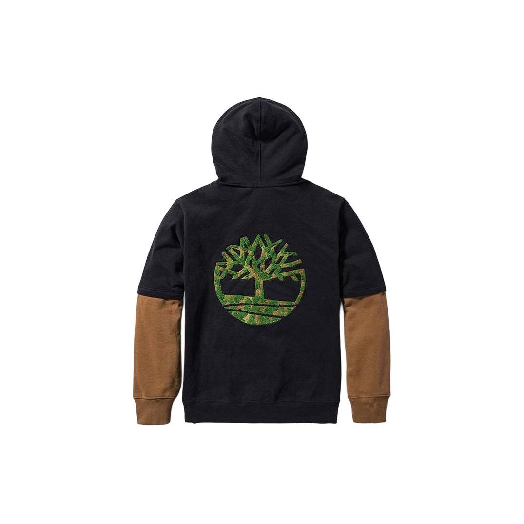 Timberland Men s Two-Tone Logo Pullover Hoodie Black Wheat A2R6P-001 S