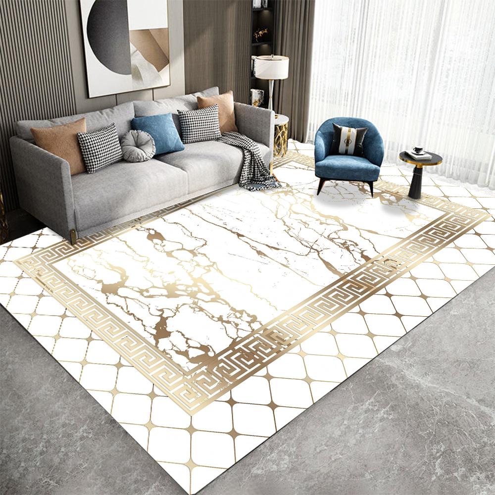 Luxurious Marble Geometic Carpet for Home Living Room Floor Mat Non-slip Bedroom Bedside Coffee Table Area Rugs Bathroom Doormat