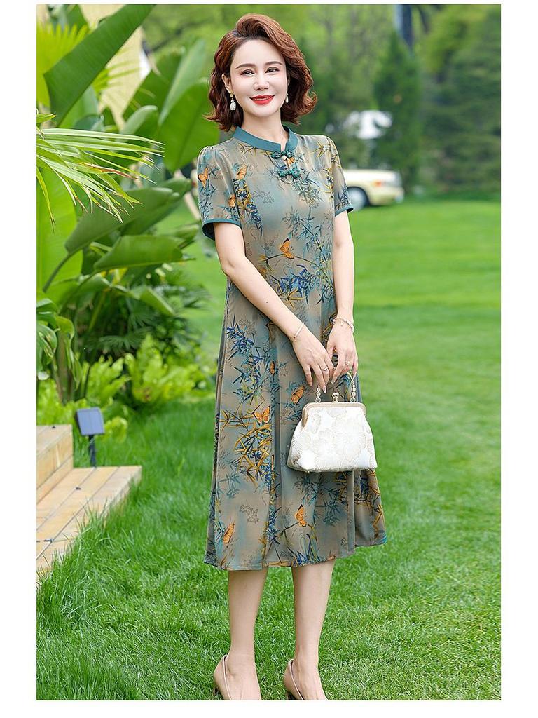 Mom's 2025 Summer Dress: Elegant New Chinese Style for 40+ Women's Fashion