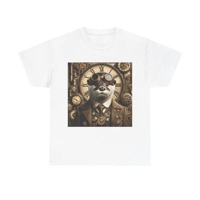 Unisex Erwachsenen T-Shirt Steampunk Otter mit Zahnrad & Schutzbrille