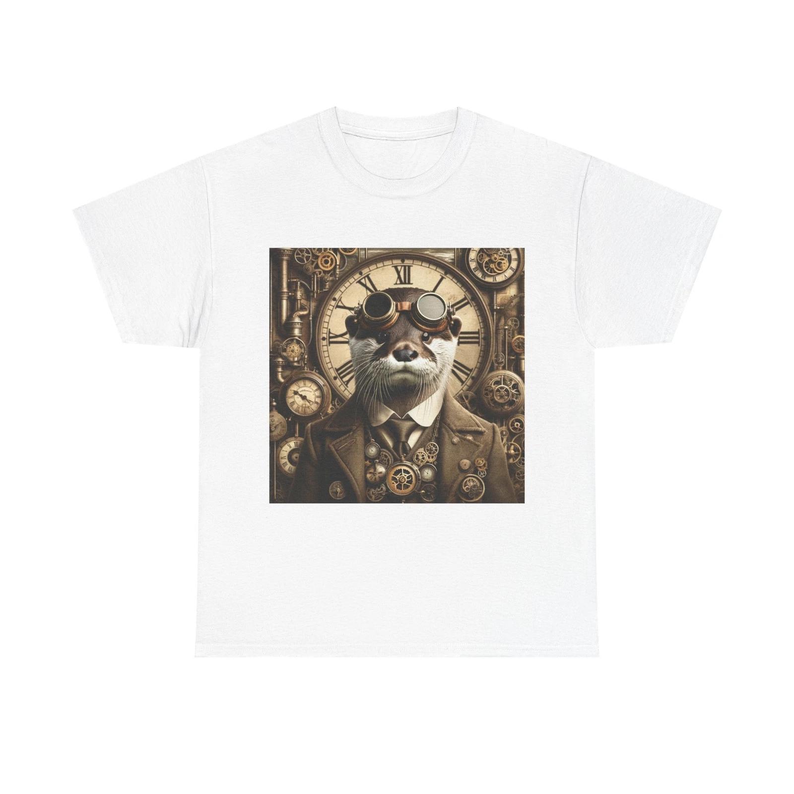 Unisex Adult T Shirt Steampunk Otter in Gear & Goggles S