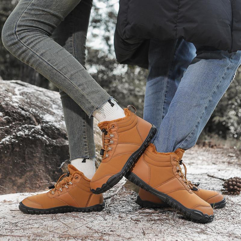 Unisex Cotton Shoes Plush High-top Snow Boots Men Women Warm Winter Hiking Sneakers Non-slip Casual Sports Shoes