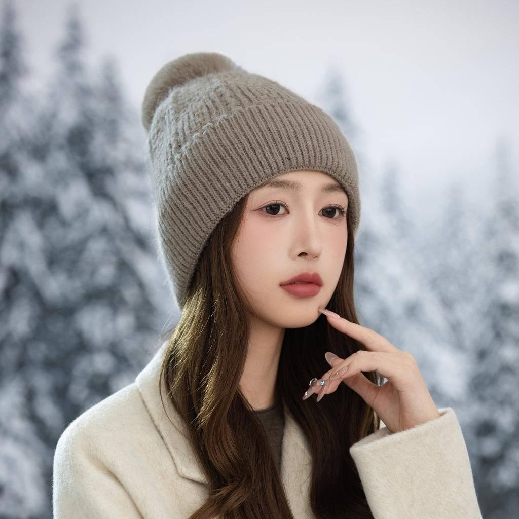 Hat Women's Winter Cycling Fleece Thickened Warm Wool Hat Ear Protector Knitted Hat