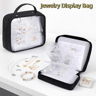 Organisateur de bijoux en PVC transparent grande capacité scellé par fermeture éclair Sac d'exposition pour bijoux Sac d'emballage anti-poussière pour colliers et bagues pour la maison
