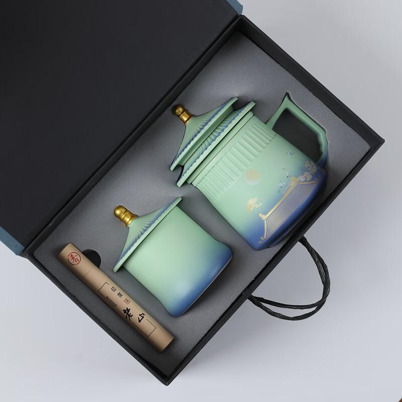 MULTIPOTENT Forbidden City Auspicious Crane Ceramic Tea Set & Sandalwood Gift