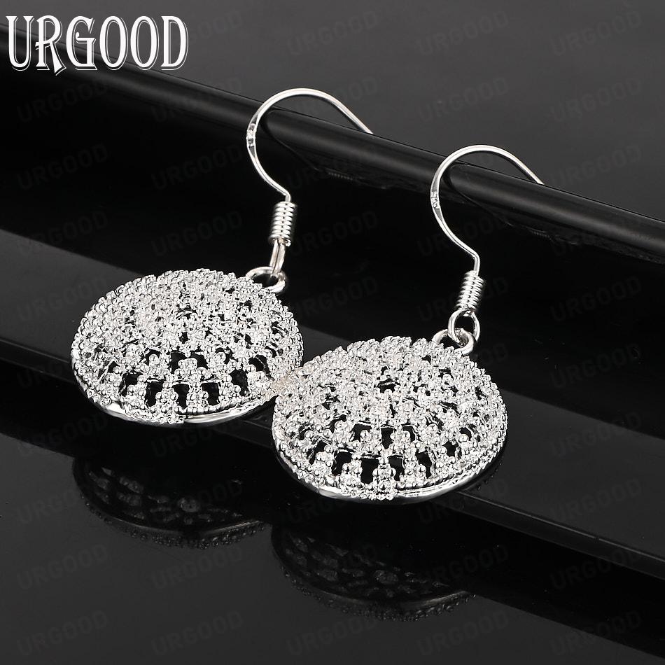 925 Sterling Silver Round Piercing Earrings Fashion Wedding Jewelry