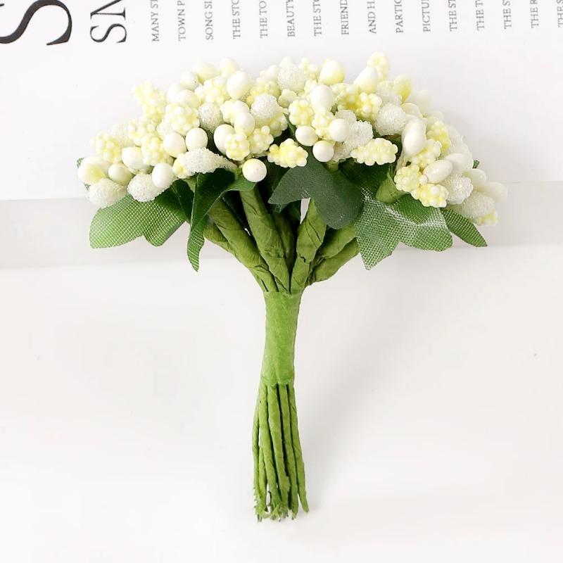 72Pcs Cherry Artificial Flower Heads Home Room Decoration Christmas Bouquet New Year 2025 Party Craft Flower Wreath Gift Accesso
