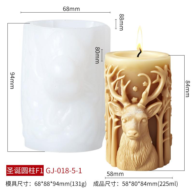 Christmas Tree Relief Cylindrical Candle Silicone Mold Christmas Gift Box Cylindrical Reindeer Aromatherapy Wax Gypsum Mould
