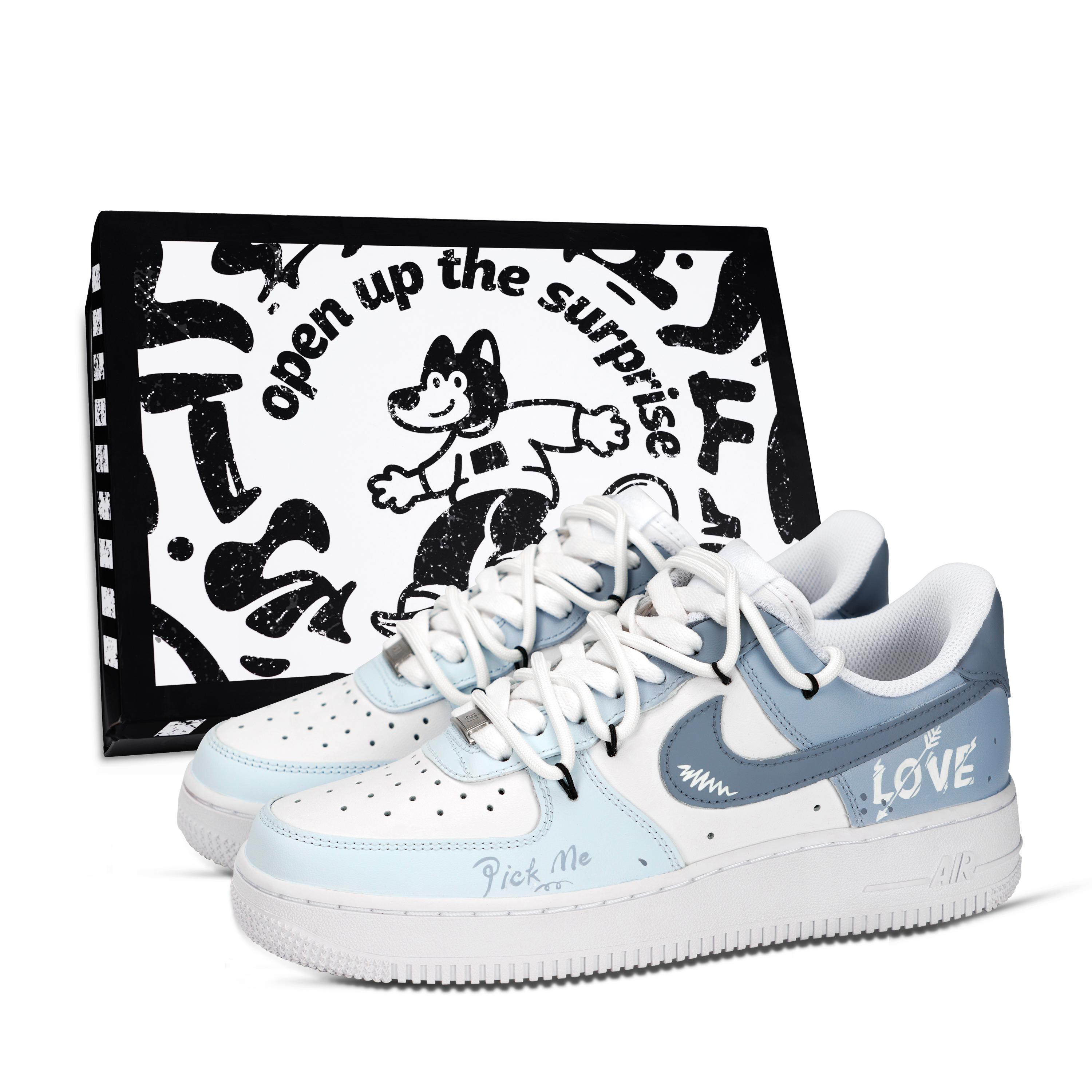 

Nike Air Force 1 Arrow Of Love Slip Resistant Abrasion Resistant Low top Skateboard Shoes Unisex Blue Gray DD8959-100(Team969 BOX 2) 38