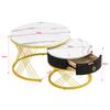 Elegant Assemblable Coffee Table: Marble Look, Gold Decor, Side Table with Drawers – Set of 2