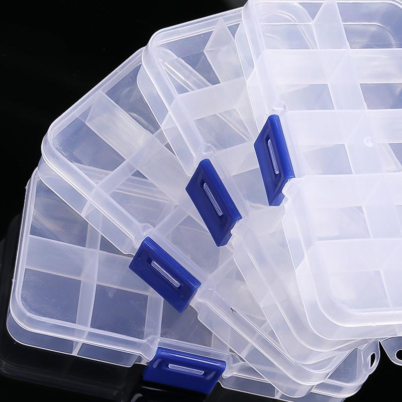 1PC Transparent Plastic Storage Box 10/15/24 Grid Portable Organizer Case Detachable Adjustable Jewelry Storage Nail Art Box ZYF