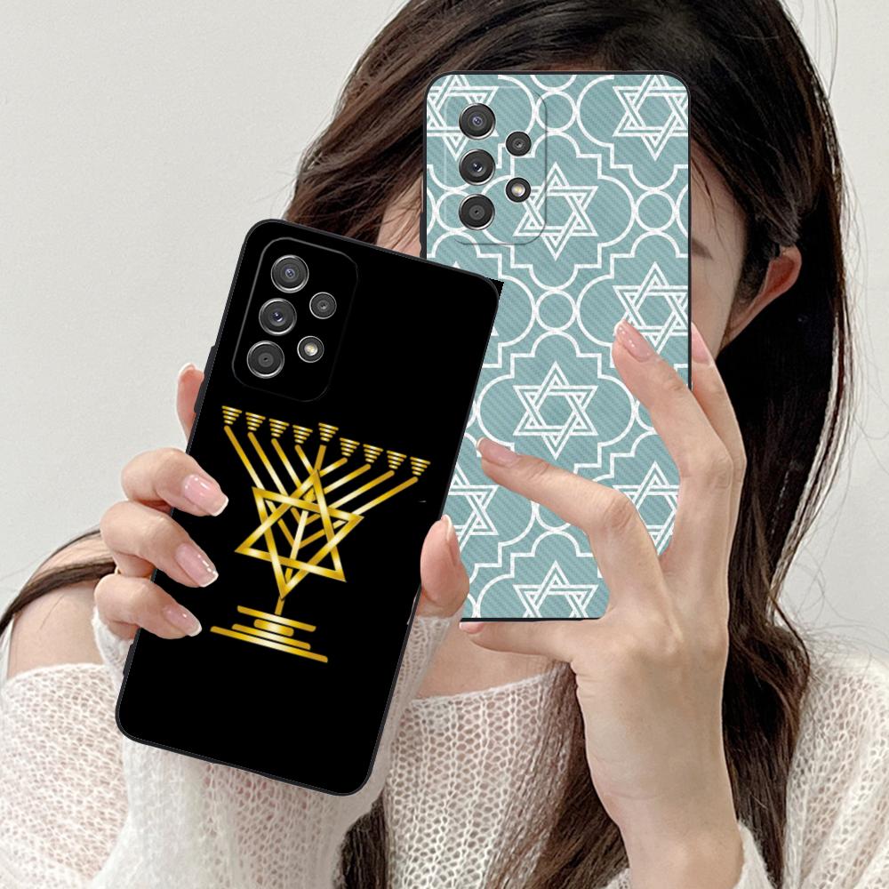 Jewish Hanukkah Mobile Phone Case for Samsung Galaxy M55 54 42 35 34 33 32 23 22 15 14 13 12 F55 5G Colorful Cover Pretty Luxury