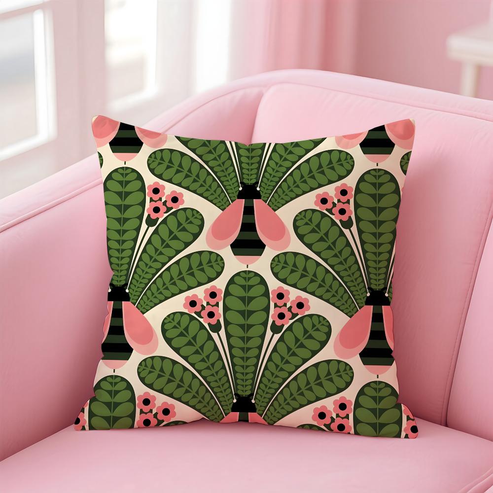 Эстетичное Искусство O-Orla Kiely Цветочный стебель Наволочка Противопылевой клещ Наволочка Невидимая молния Шелковистый короткий плюш Чехол для подушки дивана 20x20Inch