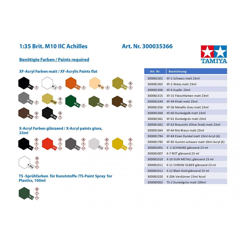 Tamiya 135 Military Miniature Series No.366 British Tank Destroyer M10 IIC Achilles Plastic Model 35366