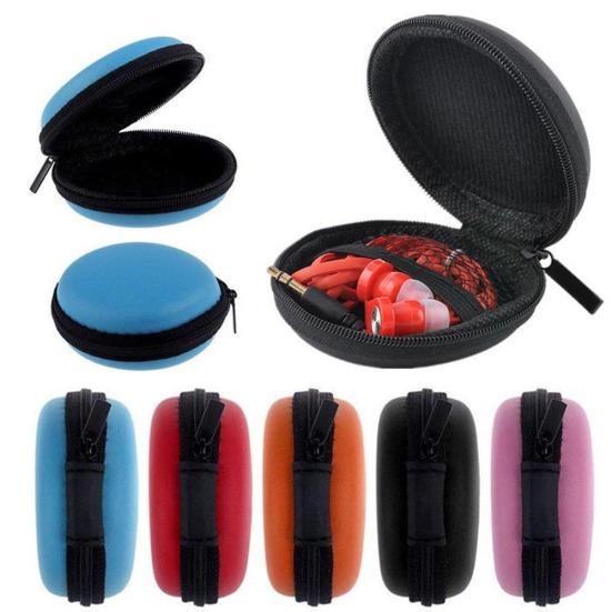 Mini Portable Round Earphone Cable USB Data Cord Storage Bag Zipper Pouch Case