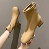 Fashion Autumn/Winter New Square Zipper Women's Retro Short Boots with Middle Heel and Ankle Fashion Elastic Socks Women's Boots