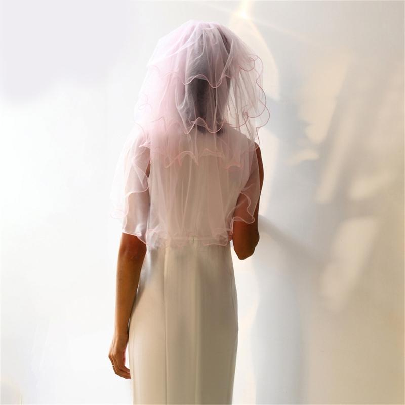 Multilayer Wedding Veil for Bride Bachelorette Party Veil Ruffle Trim Veil for Engagement Event and Formal Gathering