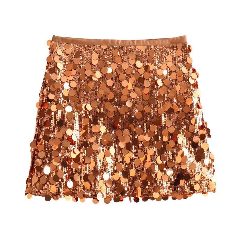 Minifalda Plateada con Lentejuelas de Cintura Alta para Mujer, Falda Corta Brillante para Fiesta y Club