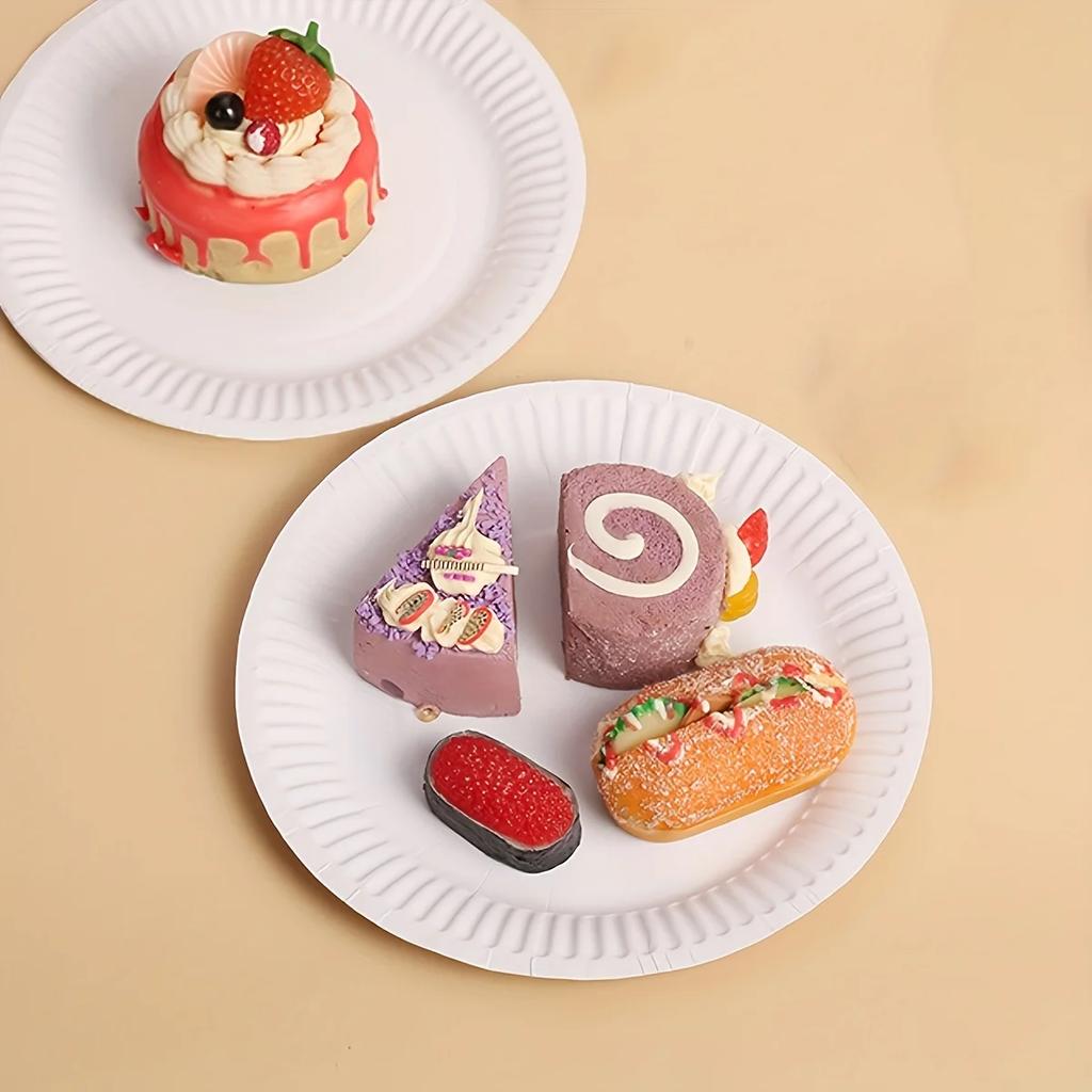 10pcs - Disposable white paper tray, handmade DIY artwork, perfect food container for snacks, tableware accessories