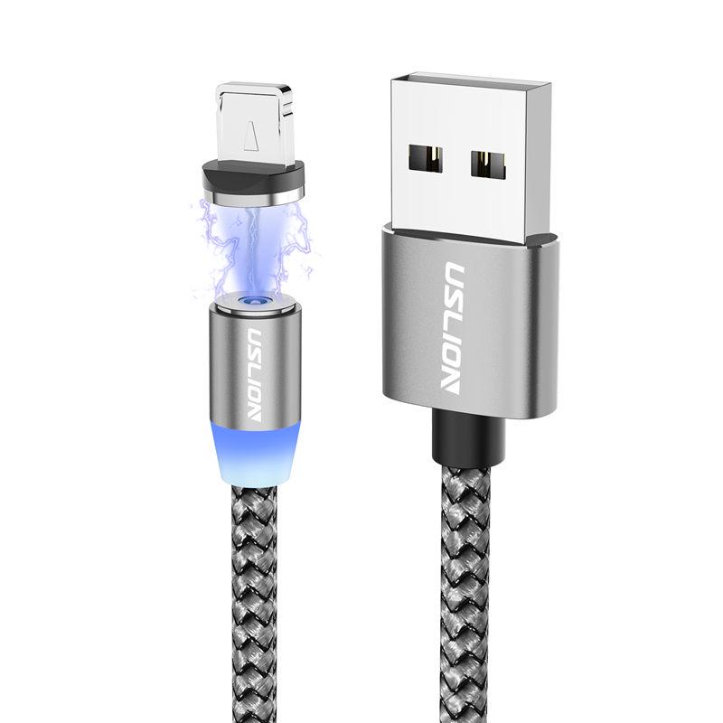 

USLION 2M Магнитный Micro USB Кабель Для iPhone Type-C Зарядное Магнитное Зарядное Устройство USB Кабель Type C 1M Micro серый