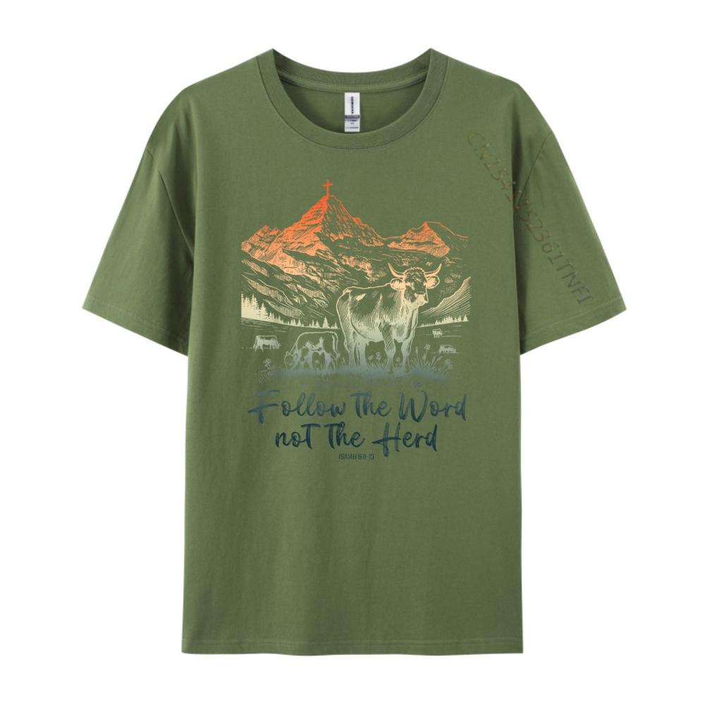 Follow The Word Not The Herd Isaiah Christian Jesus Camisas Basicas Hombre New Year Aesthetic T-shirt